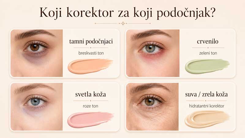 vrste korektora za podočnjake